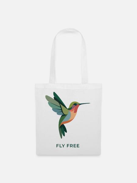 FEEL FREE – Bunter Kolibri Vogel - Stoffbeutel - Weiß