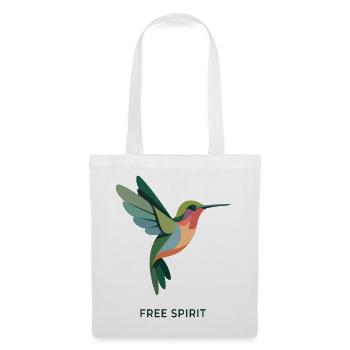 FREE SPIRIT – Bunter Kolibri Vogel Design - Stoffbeutel - Weiß - Vorne