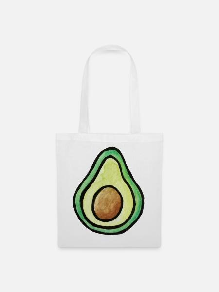 Aquarell Avocado-Scheibe - Stoffbeutel - Weiß