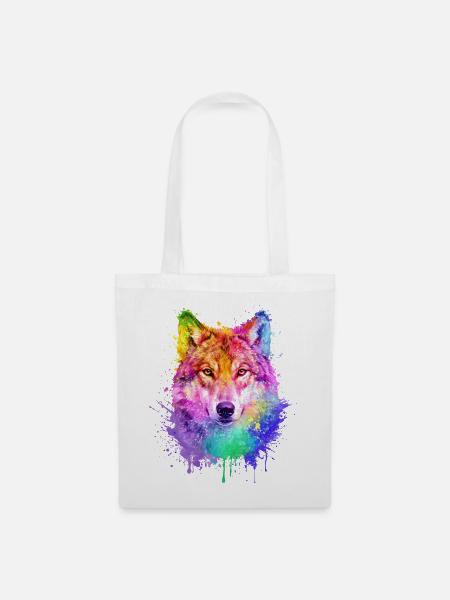 Wolf Aquarell Illustration - Stoffbeutel - Weiß