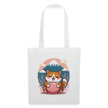 Cute Shiba Dog Fuji Mountain Japan Design - Stoffbeutel - Weiß - Vorne