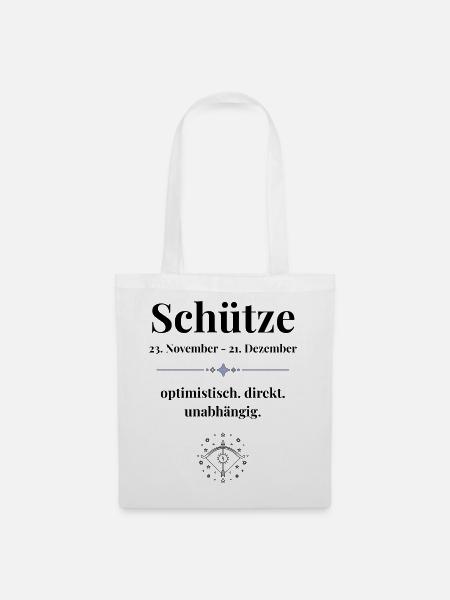 Schütze Sternzeichen - optimistisch & direkt - Stoffbeutel - Weiß