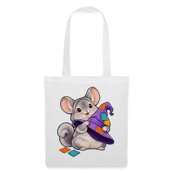 Patchwork-Maus mit bunter Kapuze - Stoffbeutel - Weiß - Vorne