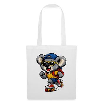 Koala mit Rollschuhen – Süßes Freizeitmotiv - Stoffbeutel - Weiß - Vorne