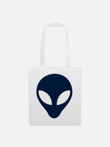 Alien Kopf Silhouette Icon - Stoffbeutel - Weiß
