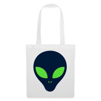 Alien Gesicht Gruen Grafik - Stoffbeutel - Weiß - Vorne