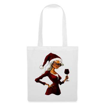 Hexen Weihnachten / Weihnachtsmann Hexe - Stoffbeutel - Weiß - Vorne