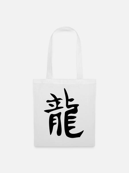 Drachen - Kanji - Stoffbeutel - Weiß