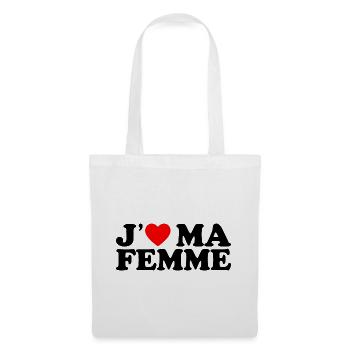 J'aime Ma Femme Cadeau Homme Marié Coeur Rouge - Sac en tissu - blanc - Devant