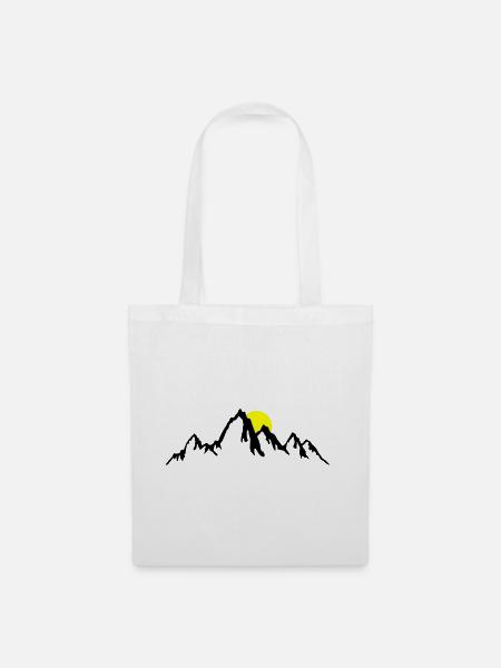 Berge, Berg und Sonne - Stoffbeutel - Weiß