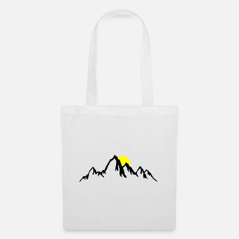 Berge, Berg und Sonne - Stoffbeutel - Weiß