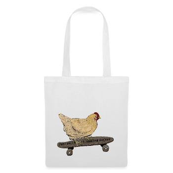 Skateboarding Huhn - Stoffbeutel - Weiß - Vorne