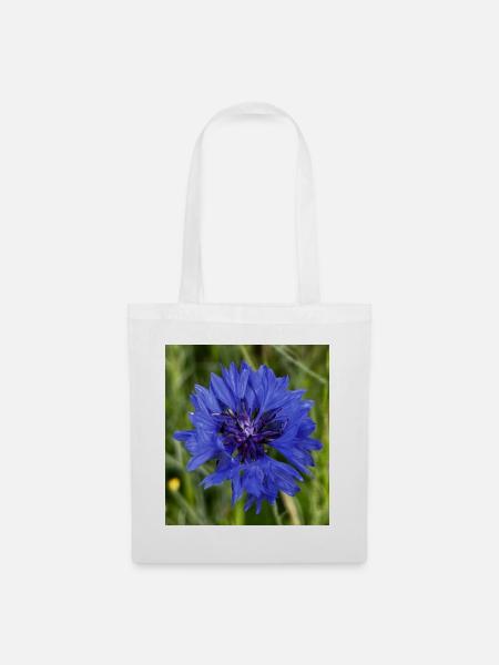 Blaue Kornblume Nahaufnahme - Stoffbeutel - Weiß