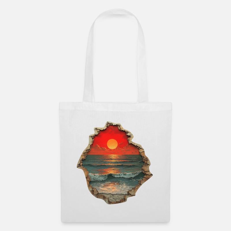 Sunset Beach Waves - Tote Bag - white