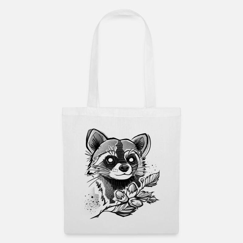 Waschbär Abstrakt - Stoffbeutel - Weiß