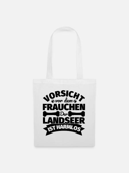 Landseer Frauchen lustig Geschenk - Stoffbeutel - Weiß