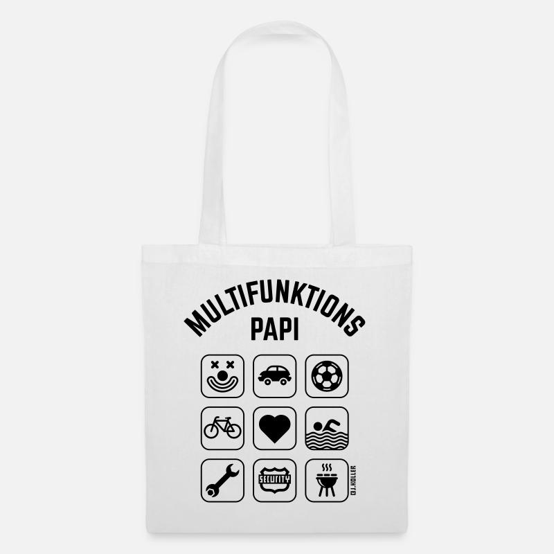 Multifunktions Papi (9 Icons) - Stoffbeutel - Weiß