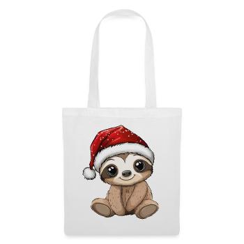 Faultier Weihnachten Süß Niedlich Weihnachtlich - Stoffbeutel - Weiß - Vorne