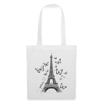 Paris Tour Eiffel France Papillons Art - Sac en tissu - blanc - Devant