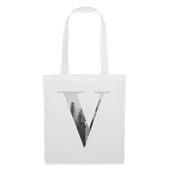 New Yorker Buchstabe V - Stoffbeutel - Weiß - Vorne