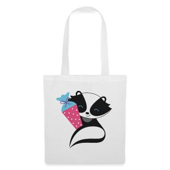 Skunk avec cône d’école inscription à l’école - Sac en tissu - blanc - Devant