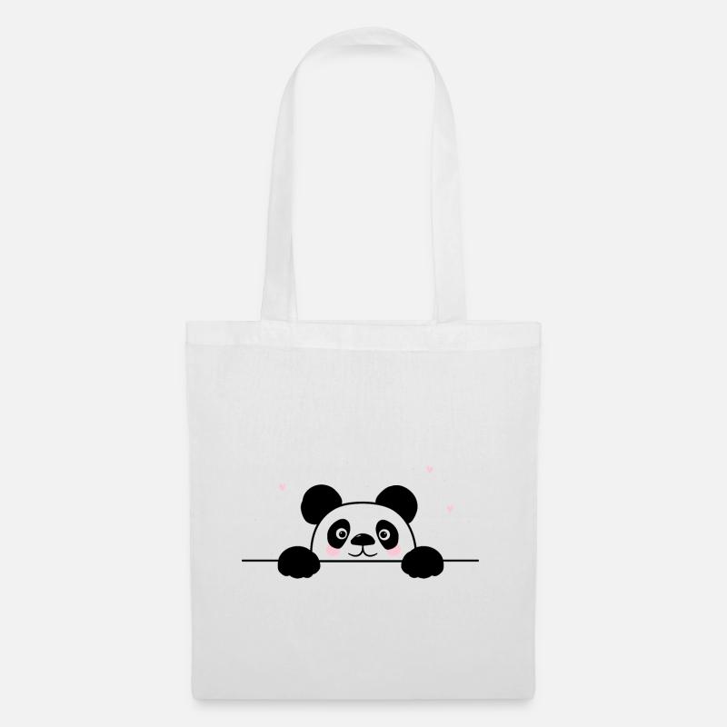 Lovable Panda mit Herzchen - Stoffbeutel - Weiß