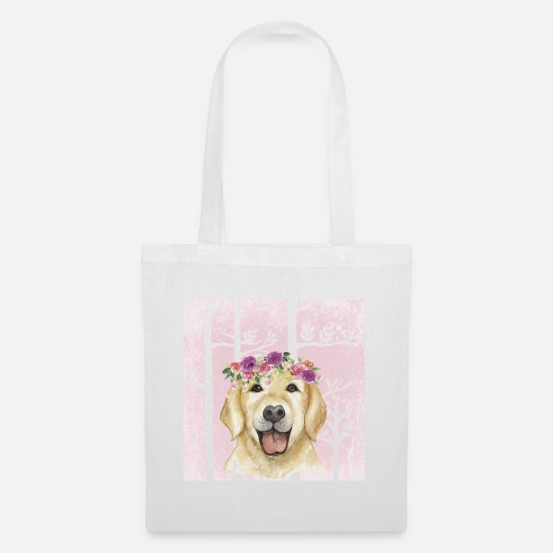Wald Freunde im Rosa Märchenwald - Der treue Hund - Stoffbeutel - Weiß