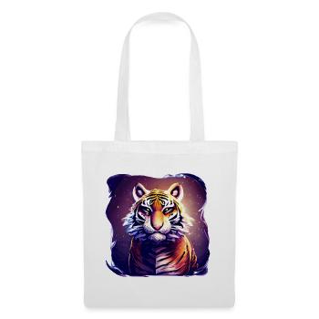 Tiger Großkatze Kunst Geschenkidee - Stoffbeutel - Weiß - Vorne