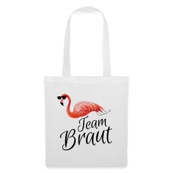 Team Braut Flamingo JGA Hochzeit Gruppenshirt 2 - Stoffbeutel - Weiß - Vorne