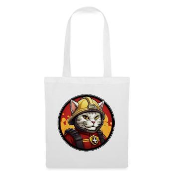 Katze Feuerwehr - Stoffbeutel - Weiß - Vorne