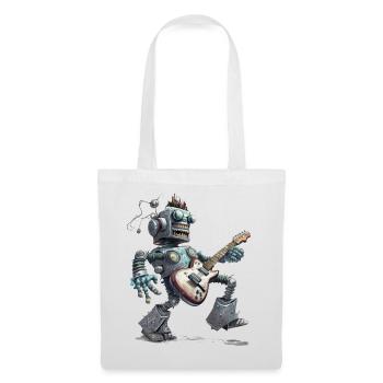 Robot avec guitare - Sac en tissu - blanc - Devant