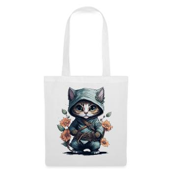 Zeige deine Abenteuerlust mit der Ninja-Katze - Stoffbeutel - Weiß - Vorne