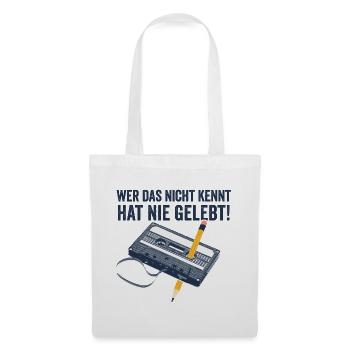 80er Jahre 90er Jahre Kassette Stift Retro Lustig - Stoffbeutel - Weiß - Vorne