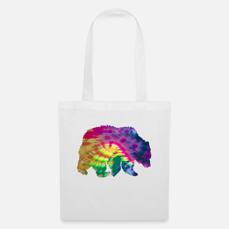 Bär Silhouette Tie Dye Batik Muster - Stoffbeutel - Weiß