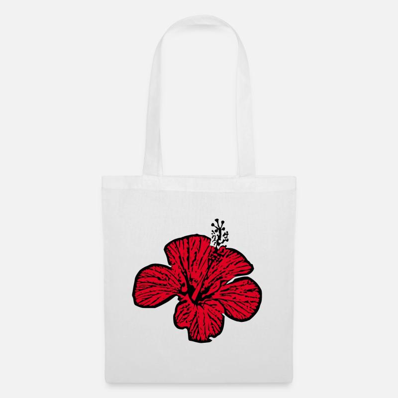 Blume rot rote Blumen rot rote Blumen Hibiskus - Stoffbeutel - Weiß