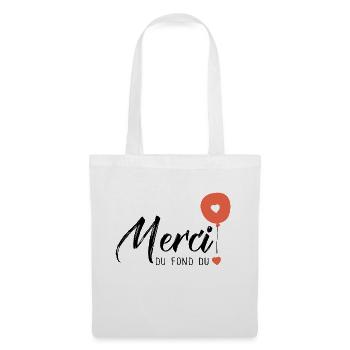 Merci du fond du coeur sticker remerciement - Sac en tissu - blanc - Devant