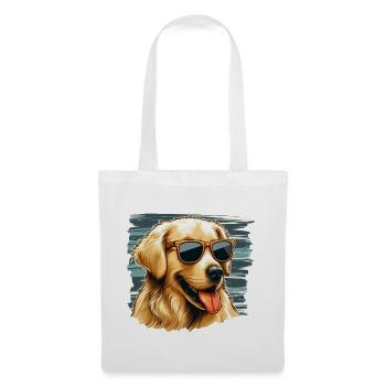 Mignon Retriver doré portant des lunettes de soleil - Sac en tissu - blanc - Devant
