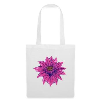 handgezeichnete Fantasie-Blume in neonpink - Stoffbeutel - Weiß - Vorne