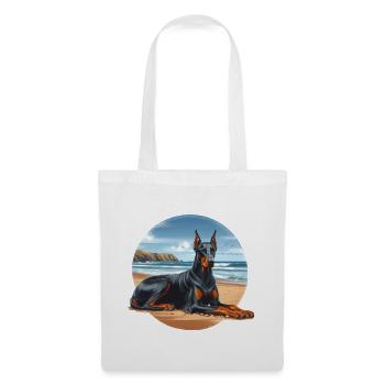 Doberman Laying on the Beach - Tote Bag - white - Front