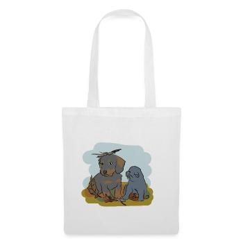 Illustrated design with cat and dog - Tote Bag - white - Front