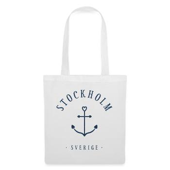 Stockholm Schweden Tattoo Anker Herz Love Hygge - Stoffbeutel - Weiß - Vorne