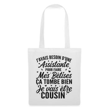 Ich werde ein Cousin sein, Geschenk für den zukünftigen Cousin - Stoffbeutel - Weiß - Vorne