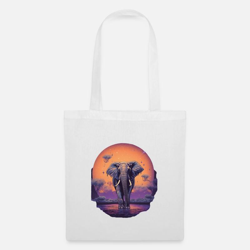 Éléphant - Sac en tissu - blanc