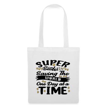 Super soeur sauve le monde une fois par jour - Sac en tissu - blanc - Devant