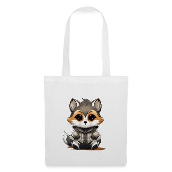 Raton laveur - Style Kawaii - Sac en tissu - blanc - Devant