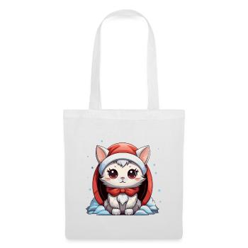 Cat Christmas Design - Kawaii Style - Tote Bag - white - Front