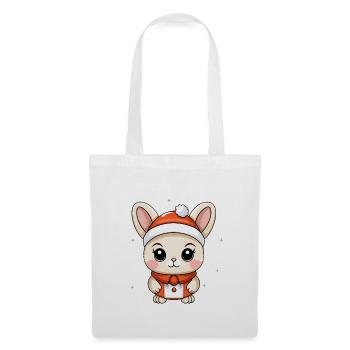 Design de Noël lapin - Style Kawaii - Sac en tissu - blanc - Devant