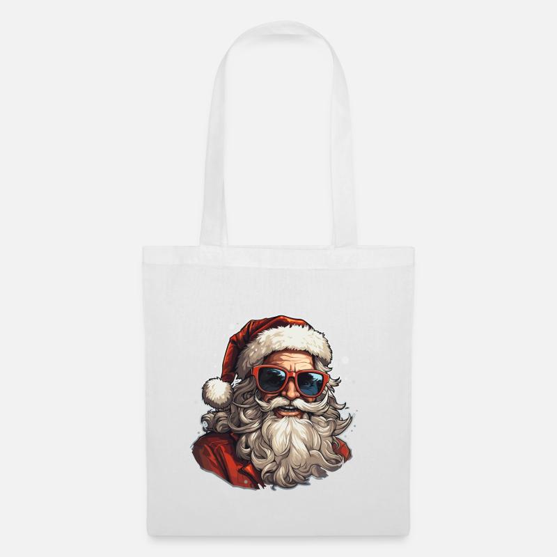 Weihnachtsmann - Illustration - Stoffbeutel - Weiß