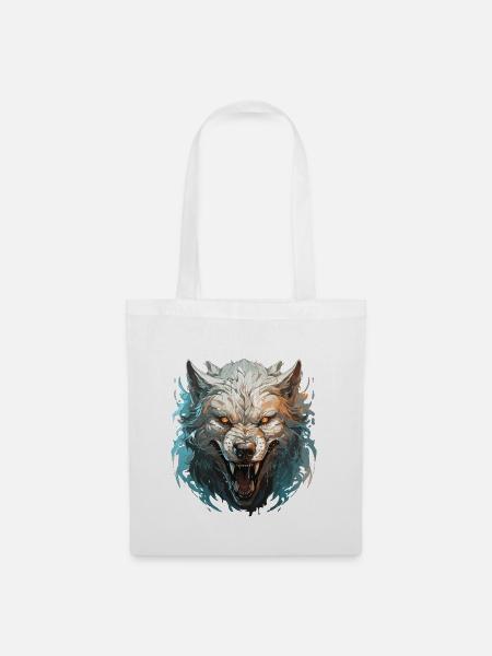 Wolf - Illustration - Stoffbeutel - Weiß