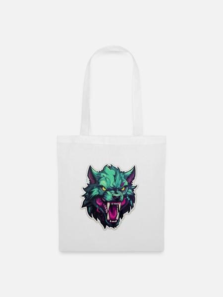 Wolf - Illustration - Stoffbeutel - Weiß